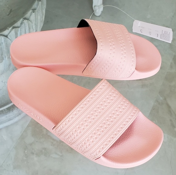 coral adidas slides